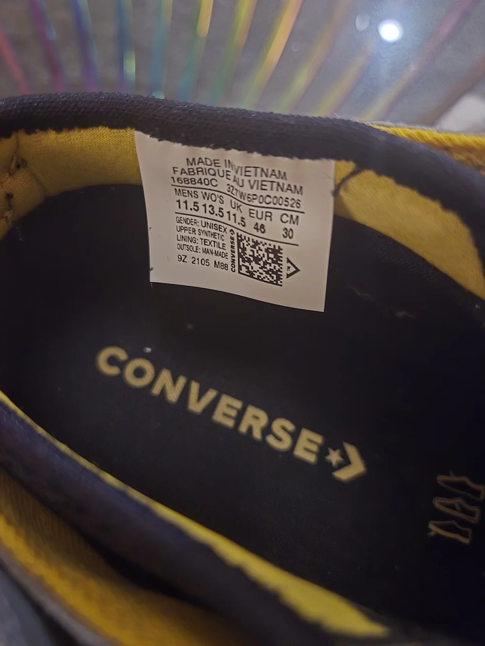 Converse Black, Gray & Yellow High-Top Sneakers Men Size 11.5 - Picture 3 of 10